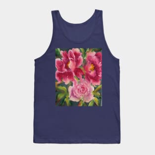 Peony Bloom Watercolor Painting Tank Top